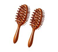 Spazzola per capelli in legno naturale con denti a pressione d'aria, strumento per spazzolare e lenire il cuoio capelluto massaggio, pettine per la toelettatura dei capelli