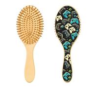 Spazzola per capelli in legno, nero, blu, verde chiaro, crema, azzurro, marrone, viola chiaro, per capelli lunghi, corti, ricci, spessi, sottili, per donne, uomini, ragazzi e ragazze