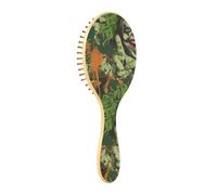 Spazzola per capelli in legno pagliaccio dai capelli verdi con un grande sorriso e due mani che tengono in alto dito medio Paddle Spazzola per capelli in legno per la crescita dei capelli Spazzola per