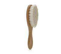 Spazzola per capelli in legno per neonati setole di lana morbida per un cuoio capelluto delicato ideale per la cura dei neonati manico in legno di faggio con bordi.