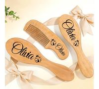 Spazzola per capelli in legno personalizzata, spazzola per capelli personalizzata per bambini, spazzola per cappuccio per culla personalizzata, spazzola e pettine Set neonato, Regali personalizzati