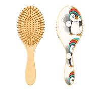 Spazzola per capelli in legno, pinguino Merry Christmas Animal Hello Winter spazzola per capelli lunghi, corti, ricci, spessi, sottili, per donne, uomini, ragazzi e ragazze