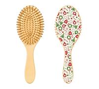 Spazzola per capelli in legno, spazzola per capelli con texture di bastoncini di zucchero natalizi, per capelli lunghi, corti, ricci, spessi, sottili, per donne, uomini, ragazzi e ragazze
