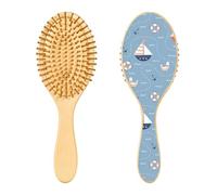 Spazzola per capelli in legno, stravagante e disegnata a mano, con pastelli, per capelli lunghi, corti, ricci, spessi, sottili, per donne, uomini, ragazzi e ragazze