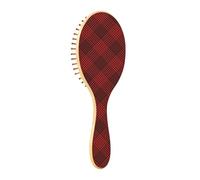 Spazzola per capelli in legno Tweed Merry Christmas Scozia Buffalo Plaid Tartan Check Nero e Rosso Spazzola in legno Spazzole per capelli in legno per le donne Spazzola in legno naturale