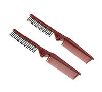 Spazzola per capelli in plastica, pieghevole, da viaggio, antistatica, colore rosso vino, 2 pezzi
