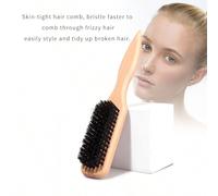 Spazzola per capelli in setole di cinghiale per acconciature lisce, code di cavallo e bun, per domare i capelli ribelli, il controllo delle ciocche e il controllo del bordo - Spazzola per backcomb e p