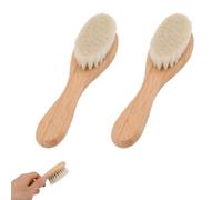 Spazzola per capelli per bambini 2 pezzi, spazzola per barba Spazzola per capelli a setole morbide Spazzola per capelli per neonati Spazzola in lana con manico in legno per neonato