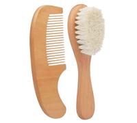 Spazzola per capelli per bambini e pettine, spazzola per capelli in legno naturale con setole morbide di capra, spazzole di lana naturali per il trattamento del tappo della culla, pennello con setole