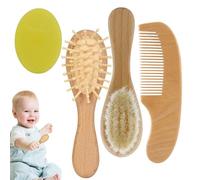Spazzola Per Capelli Per Bambini In Legno - Spazzola Per Cuoio Capelluto Per Bambini Da 4 Pezzi | Set Di Spazzole Per Capelli Da Bagno Con Pettine | Pettine Da Massaggio Con Manico In Legno | Accessor