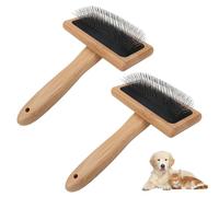 Spazzola per capelli per cani, cardatore in lana di legno da 2 pezzi con ago curvo a 135°, spazzola per di cane con impugnatura comoda per toelettatura, spargimento