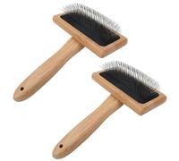 Spazzola per capelli per cani, cardatore in lana di legno da 2 pezzi con ago curvo a 135°, spazzola per di cane con impugnatura comoda per toelettatura, spargimento|.Lana