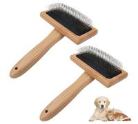 Spazzola per capelli per cani, cardatore in lana di legno da 2 pezzi con ago curvo a 135°, spazzola per di cane con impugnatura comoda per toelettatura, spargimento