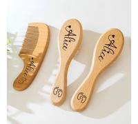 Spazzola Per Capelli Personalizzata Per Bambini Con Icona Carina, Set Di 3 Spazzole Con Nome Inciso Personalizzato, Regalo Ricordo Per Neonati E Neonati