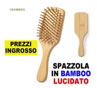 SPAZZOLA PER CAPELLI PETTINE IN BAMBOO BAMBU LUCIDATO MASSAGGIANTE SCOGLI NODI