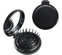 Spazzola per capelli pieghevole con specchio, mini pettine massaggiante compatto e rotondo, da portare in borsa/tasca, formato da viaggio, per ra