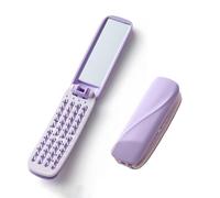Spazzola per capelli pieghevole con specchio, spazzola per capelli autopulente, mini spazzola per capelli compatta per borsa, piccola spazzola da viaggio tascabile per donne e ragazze (viola)