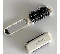 Spazzola per capelli pieghevole da viaggio con specchio rimovibile, pettine tascabile portatile con setole flessibili per donne, leggera