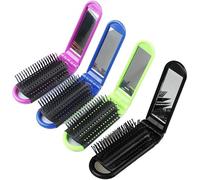 Spazzola per capelli pieghevole portatile colorata con specchio tascabile compatto pettine per capelli per idea regalo da viaggio 4 pezzi