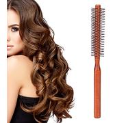 Spazzola per Capelli Rotonda per Asciugatura con Phon con Setole Morbide in Nylon, Spazzola per Capelli Rotonda Arricciante Calda con Manico in Legno Naturale, Unisex per Asciugatura per Uso Domestico