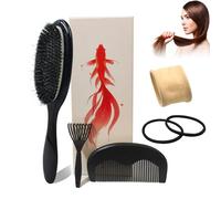 Spazzola per capelli senza shampoo, 100% setole di cinghiale, spazzole per capelli grassi, senza shampoo, spazzola per capelli fini, spazzola per capelli da donna, migliora la lucentezza e la salute