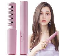 Spazzola per capelli Straightener - Ceramic 18,5 x 3,2 cm | Heated Styling Brush, Rechargeable Cordless Hot Hair Brushs | Portatile Mini Haiir Straightening Comb Fast Heating For All Hairs Types Home