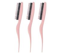 Spazzola per capelli stuzzicante pettine a coda di topo 3 pezzi set manico ergonomico spazzola per pettinatura posteriore portatile per styling voluminoso salone di viaggio in (Rosa)