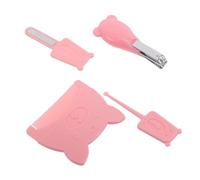 Spazzola per Chioma Ragazzo Ragazza Set 4 Pezzi in Plastica e Metallo | Rosa, Sagome Cartoon Adorabili, Cura Delicata e Rimozione Crosta Lattea, con Tagliaunghie, Lima e Curetta