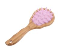 Spazzola per Cuoio Capelluto con Manico lungo Legno e Silicone | Denti Morbidi, Pulizia Delicata, Effetto Massaggio, per Chioma e Doccia, Impugnatura Robusta, Viola Lavanda