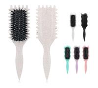 Spazzola per definire i ricci, con setole di cinghiale, per donne e ragazze, per districare, modellare e definire i ricci, per donne e uomini (beige)