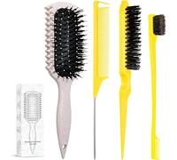 Spazzola per definire i ricci, spazzola per capelli ricci con 3 pennelli per capelli lisci sul retro, set di spazzole per capelli con setole per controllo dei bordi, pettine per prendere in giro per