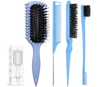 Spazzola per definire i ricci, spazzola per capelli ricci con 3 pennelli per capelli lisci sul retro, set di spazzole per capelli con setole per controllo dei bordi, pettine per prendere in giro per