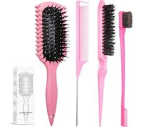 Spazzola per definire i ricci, spazzola per capelli ricci con 3 pennelli per capelli lisci sul retro, set di spazzole per capelli con setole per controllo dei bordi, pettine per prendere in giro per