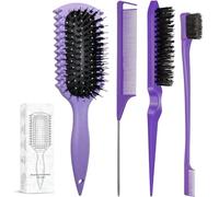 Spazzola per definire i ricci, spazzola per capelli ricci con 3 spazzole per capelli lisci sul retro, set di spazzole per capelli con setole per controllo dei bordi, pettine per prendere in giro per