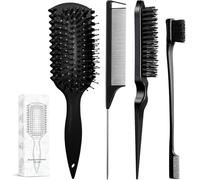 Spazzola per definire i ricci, spazzola per capelli ricci con 3 spazzole per capelli lisci sul retro, set di spazzole con setole per controllo dei bordi, pettine per prendere in giro per le donne