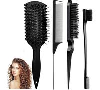 Spazzola per definire i ricci, spazzola per capelli ricci, spazzola per capelli lisci per pettinare e modellare i ricci in tutte le acconciature per ridurre la trazione (nero)
