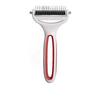 Spazzola per Deshedding per Animali Domestici Strumento 2 in 1 per Deshedding e Rastrello per Sottopelo Pettine per Rimuovere Nodi Spazzola per Animali Domestici per Gatti Cani (Red)