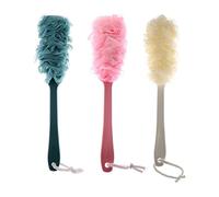 Spazzola per doccia, 3 pezzi Spazzola for la schiena for doccia in luffa, spazzola for il corpo con manico lungo, spugna in luffa morbida in nylon su un bastoncino for uomini e donne