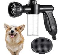 Spazzola per doccia per animali domestici, pettine massaggiante e spruzzatore per il bagno del cane, set di 2 pezzi, ugello per tubo flessibile erogatore di sapone spruzzatore con 8 modalità, per