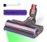Spazzola per Dyson V7 V8 V10 V11 V15 con luci LED per tappeti e pavimenti duri Ruote più scorrevoli Rullo turbo a forma di V e rullo morbido Facile rimozione e installazione