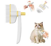Spazzola per gatti, spazzola per cani, pettine per capelli lunghi/corti, pettine per pulci per gatti cani con un bottone, spazzola per la cura degli animali domestici per rimuovere il pelo sottobosco