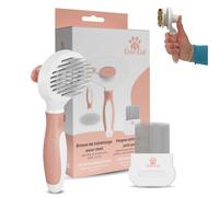 Spazzola per gatti - Strumento di toelettatura versatile per capelli lunghi e corti, ergonomico, sistema autopulente a pressione singola viene fornito con un pettine anti pulci per un'azione completa.