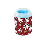 Spazzola per il bagno per cani e gatti di piccola taglia media con cervo e fiocco di neve di Natale, colore: bianco e rosso