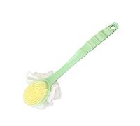 Spazzola per il corpo della doccia a doppio lato con manico lungo con foro per appendere il corpo per anziani verde 34,5 x 10 cm
