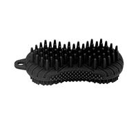 Spazzola per il corpo in silicone Maniglia ergonomica a doppio lato Strumento di massaggio sicuro per la cura del cuoio capelluto dei del corpo Viola Verde Blu Nero 5,12 x 1,57 (Nera)