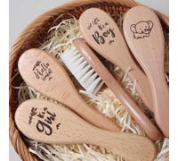 Spazzola per il lanugine nuovo nato, regalo di nascita, spazzola in legno di faggio e lana per la pulizia dei capelli e del cuoio capelluto del neonato, decorazione per fotografia di bambini doccia fe