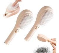 Spazzola per la cura dei capelli senza sforzo, design a pressione e setole morbide, massaggio del cuoio capelluto e strumento di rimozione dei peli con un clic, accessorio quotidiano per la cura dei