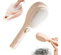 Spazzola per la cura dei capelli senza sforzo, design a pressione e setole morbide, massaggio del cuoio capelluto e strumento di rimozione dei peli con un clic, accessorio quotidiano per la cura dei