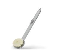 Spazzola per la doccia, Spazzola for il corpo grigia con manico lungo, massaggiatore esfoliante e serbatoio for gel doccia