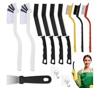 Spazzola per la pulizia,12 pezzi Kit Spazzola Pulizia Fessure Delle Fessure Con Setole Dure,Spazzola Multifunzionale Per La Pulizia Delle Fessure, Essenziale per la casa, Strumenti per la pulizia del